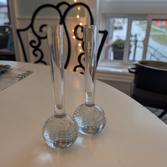 VTG 50s/60s Sweden J. Wuidart & Co — Set of 2 Clear Bubble Glass Bud Vases - Picture 2 of 15